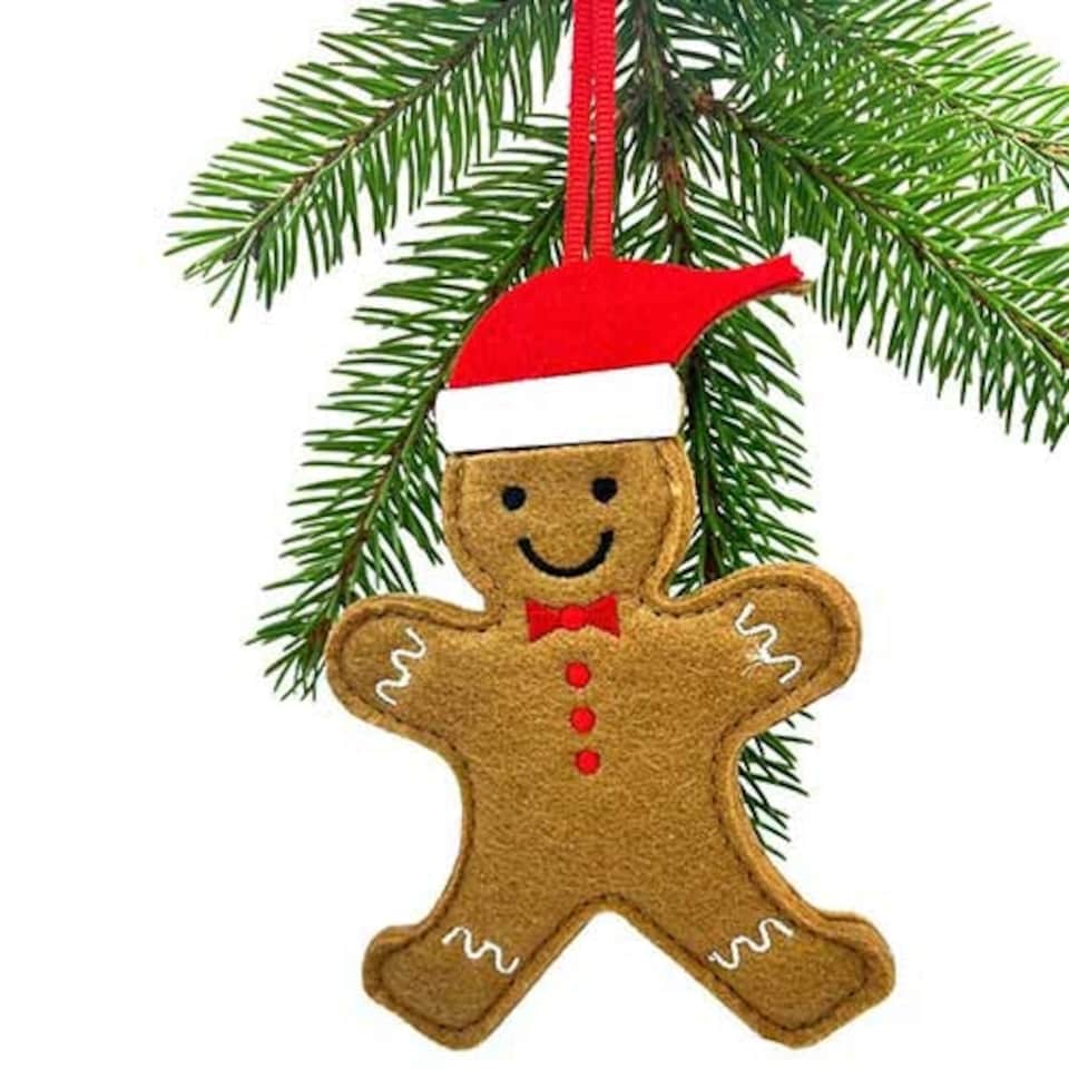 image 1 of Christmas Gingerbread Man Felt Hanging Tree Decoration