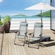 image 2 of Outsunny Set of 2 Portable Folding Recliner Metal Outdoor Patio Chaise Lounge Chairs with Adjustable Backrest, Grey