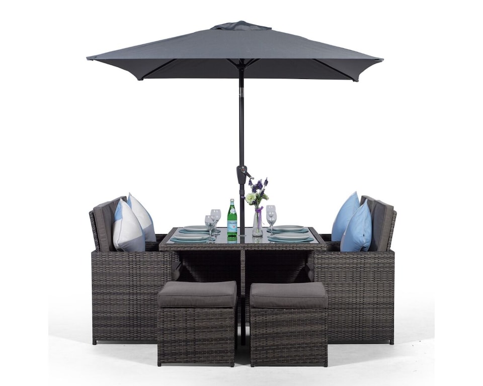 image 1 of Giardino 4 Seater Rattan Cube Dining Set | Grey | Grey