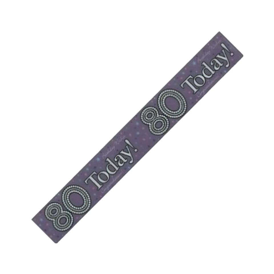 Expression Factory Plastic 80th Banner - Purple/White - One Size