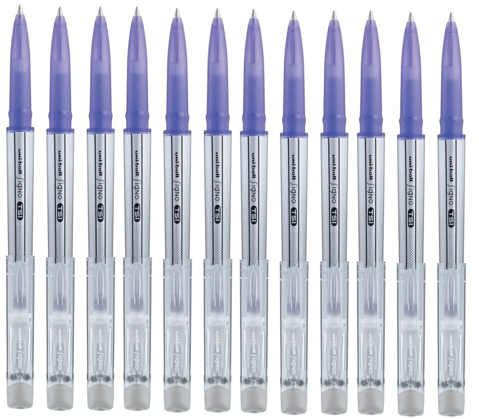 Uni-Ball Signo TSI Erasable Gel Pens Pack of 12 | Thermo Sensitive Rollerball Pens with Erasers | 0.7mm Medium Tip Writing Pens for School, Office & Study | Assorted Colours