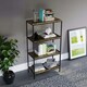 image 2 of Vida Designs Brooklyn 4 Tier Bookcase Industrial Style Display Storage, Dark Wood