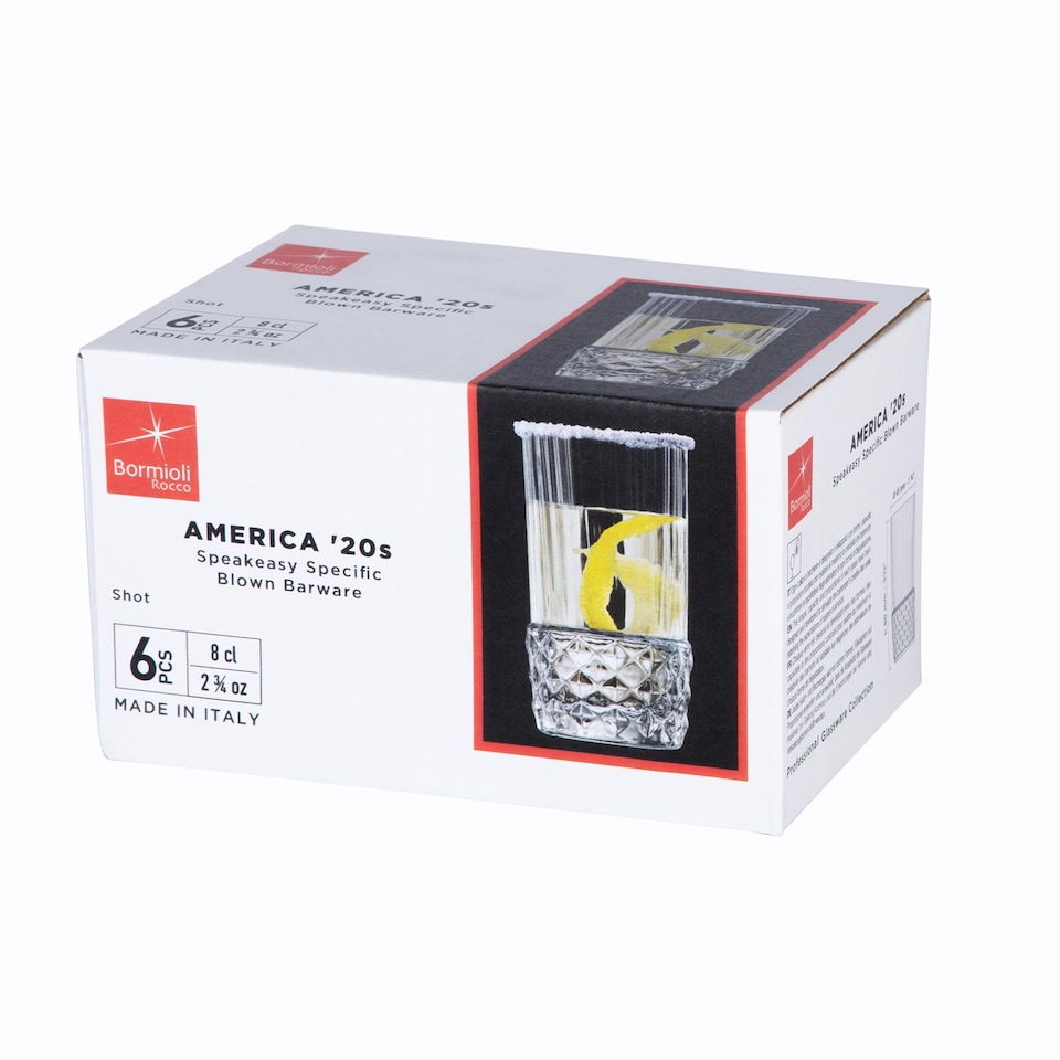 image 1 of Bormioli Rocco America '20s Shot Glasses - 80ml - Clear - Pack of 6 | Clear | Clear