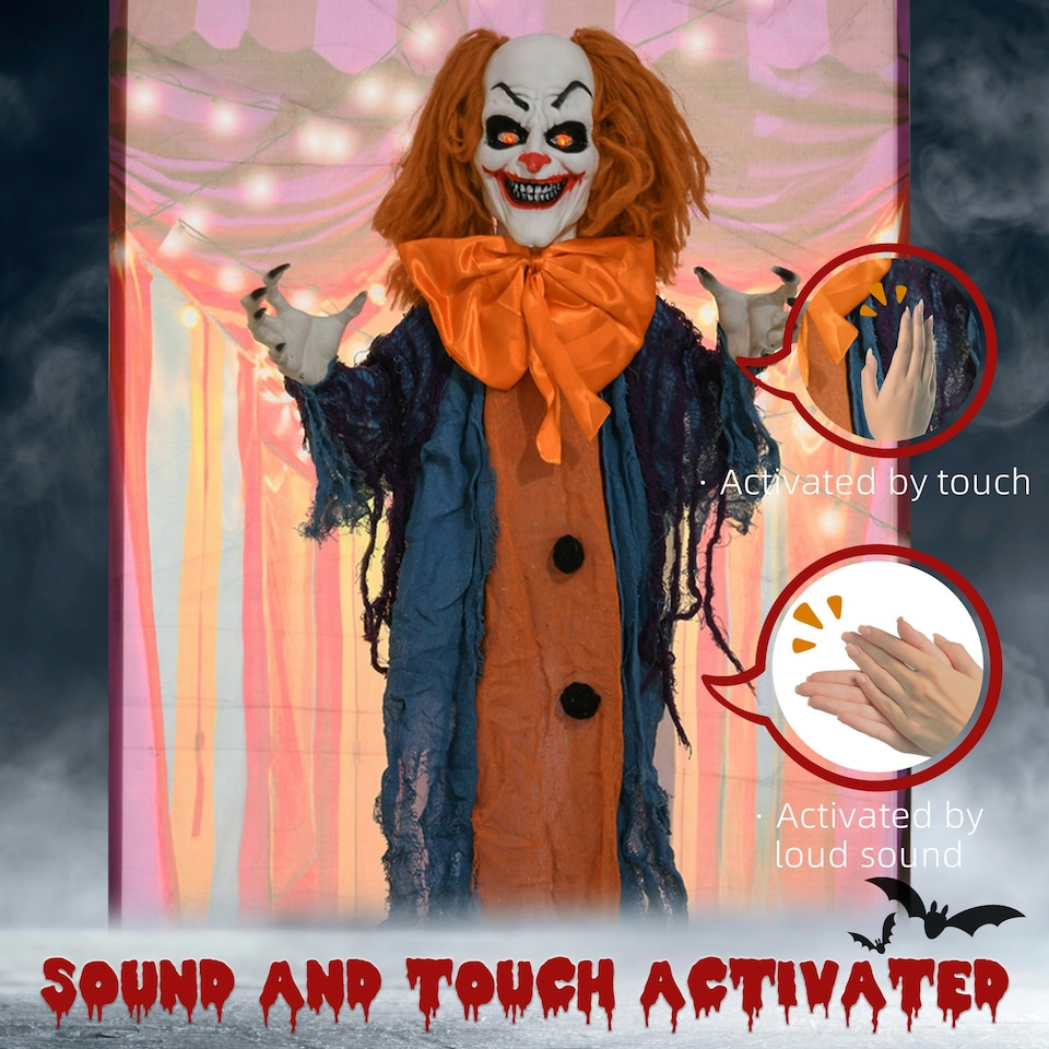 image 1 of HOMCOM Circus Clown Halloween Decoration, Outdoor Animated Prop for Party