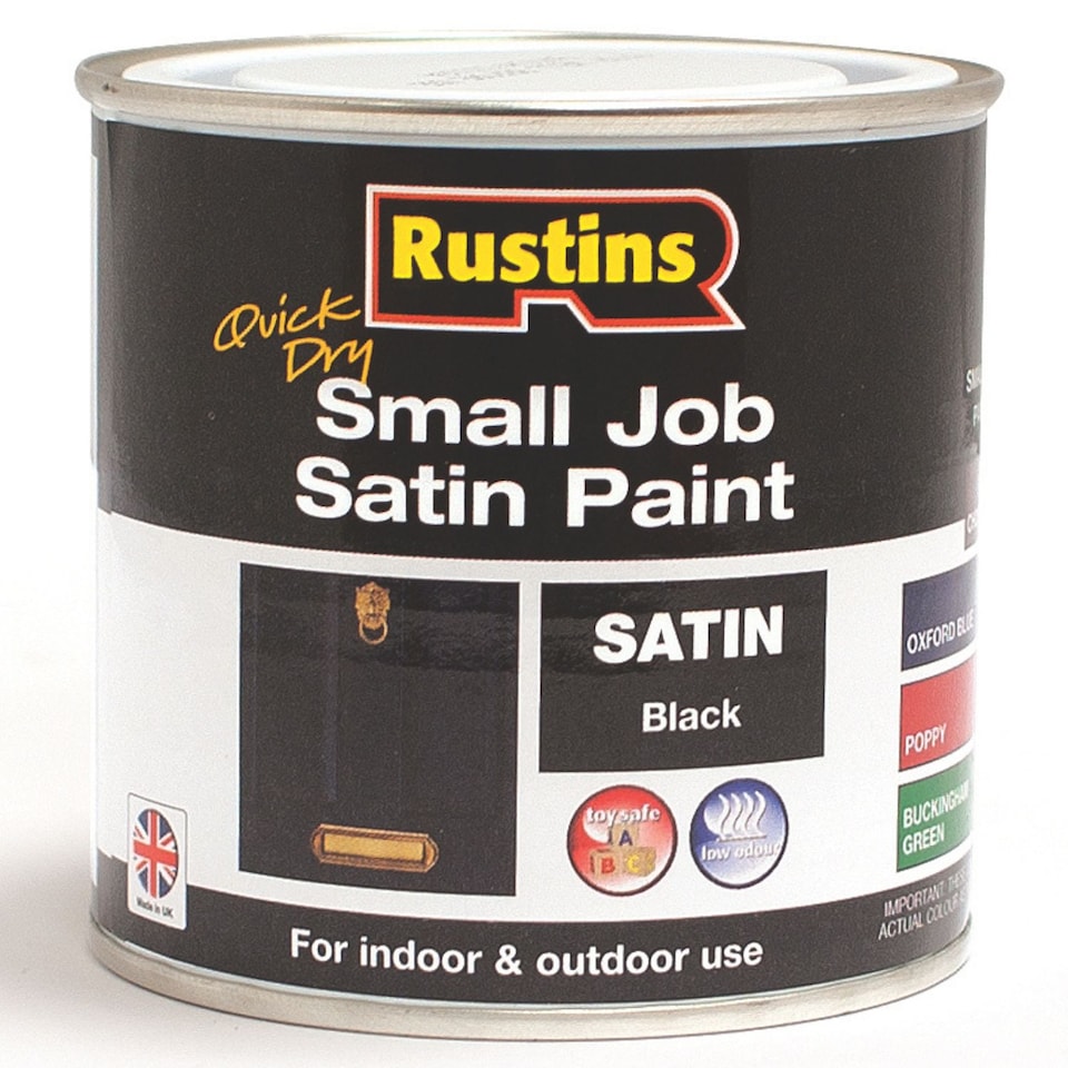 image 1 of Rustins Quick Dry Small Job Satin Paint Black 250ml