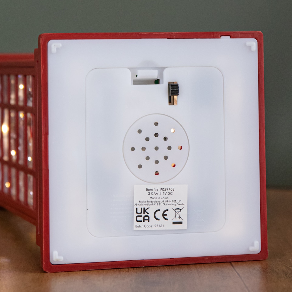 image 1 of 25cm Battery Operated Light up Christmas Phone Box Water Spinner with Snowman Scene & LEDs