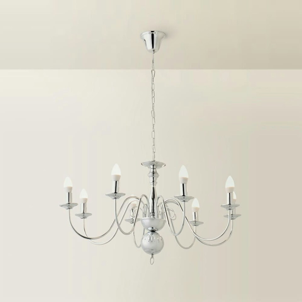 image 1 of ValueLights Traditional Style 8 Way Polished Chrome Ceiling Light Chandelier Fitting Chrome