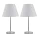 image 1 of Set of 2 Chrome Stick Table Lamps with Ivory Off White Fabric Shades Chrome | Red