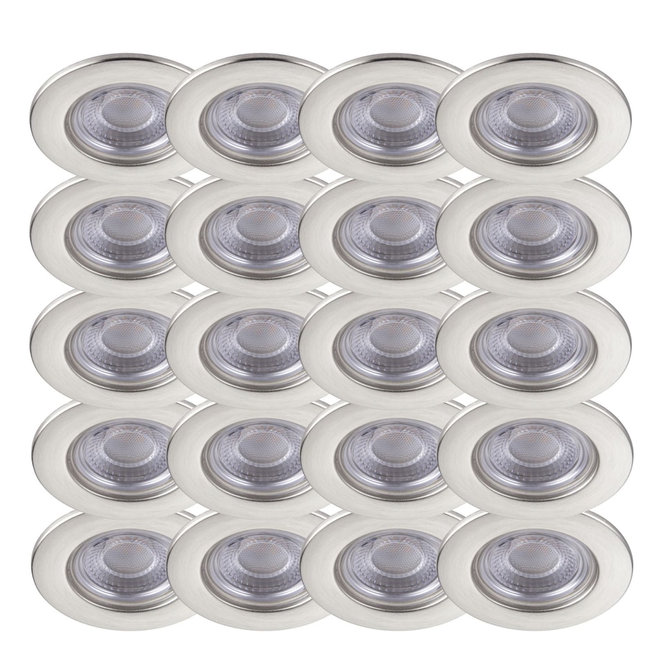 image 1 of Set of 20 Satin Nickel Fire Rated 6W LED 4000K Recessed Downlights