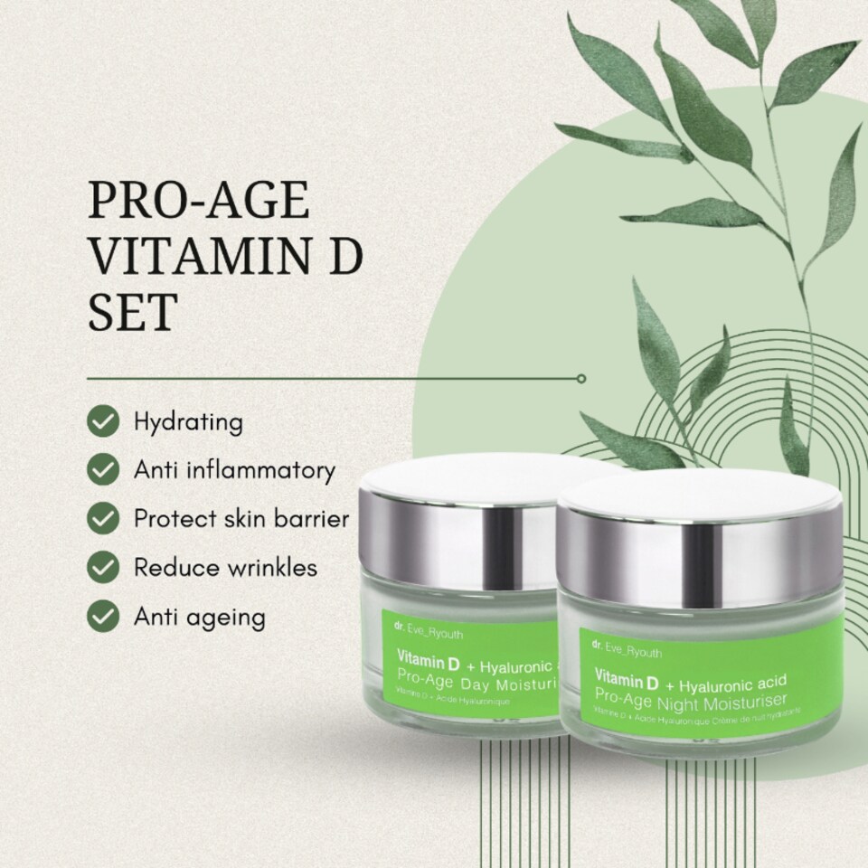 image 1 of Dr. Eve_Ryouth Vitamin D + Hyaluronic Acid Pro-Age Night Moisturiser 50ml + Vitamin D + Hyaluronic Acid Pro-Age Day Moisturiser 50ml