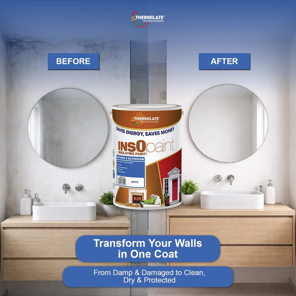 image 1 of InsOpaint Kitchen & Bathroom Paint - Best Anti-Mould Protection, Insulating Walls & Ceilings - Manhattan Grey