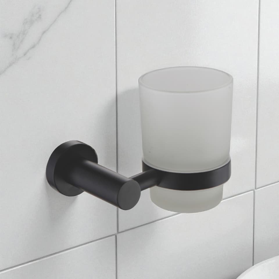 image 1 of Showerdrape Modernity Black Stainless Steel Wall Mounted 7 Piece Bathroom Accessory Set | Multi | 1