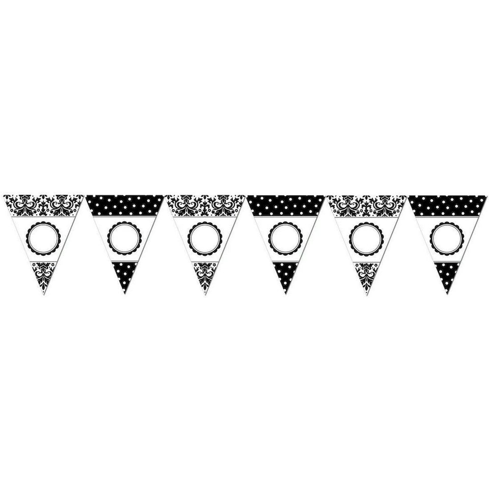Amscan Damask Banner - Black/White - One Size