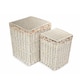 image 2 of Small Square White Wash Wicker Laundry Basket Rose Lining | Multi | Garden Rose