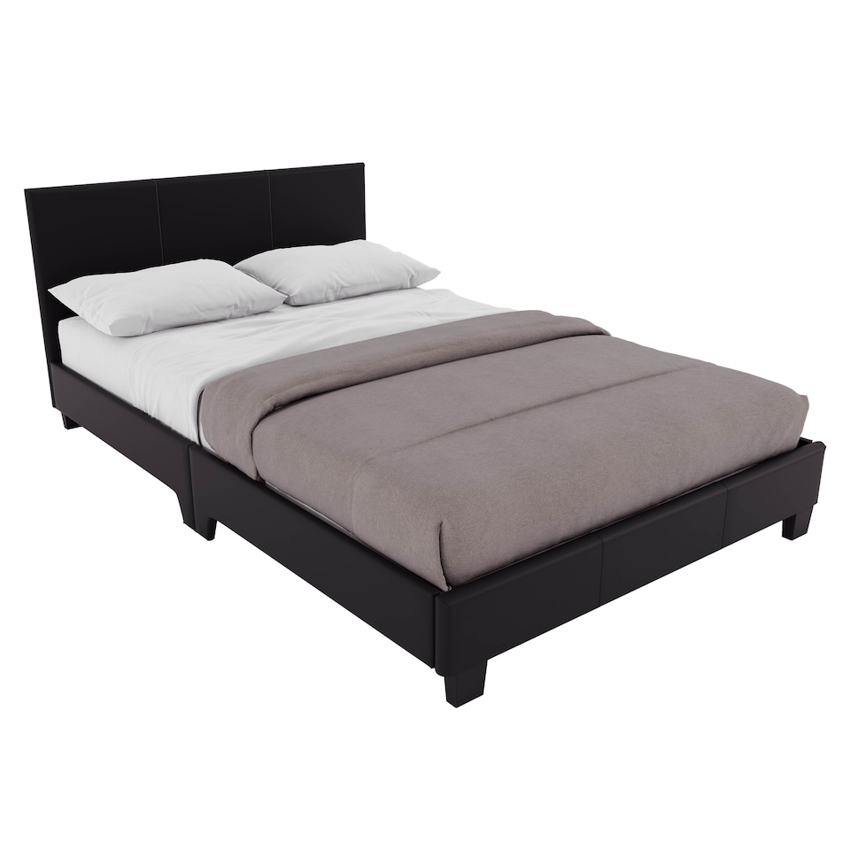 image 1 of Vida Designs Lisbon 4ft6 Double Bed Faux Leather, Black, 135 x 190cm