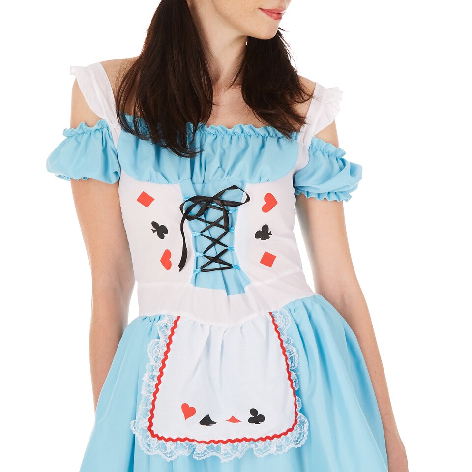 image 1 of Womens Playing Card Lady Costume | Blue | blue/white | 2XL | 1