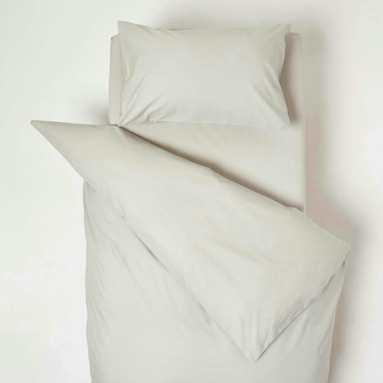 Homescapes Cotton Cot Bed Duvet Cover Set 200 Thread Count in Grey