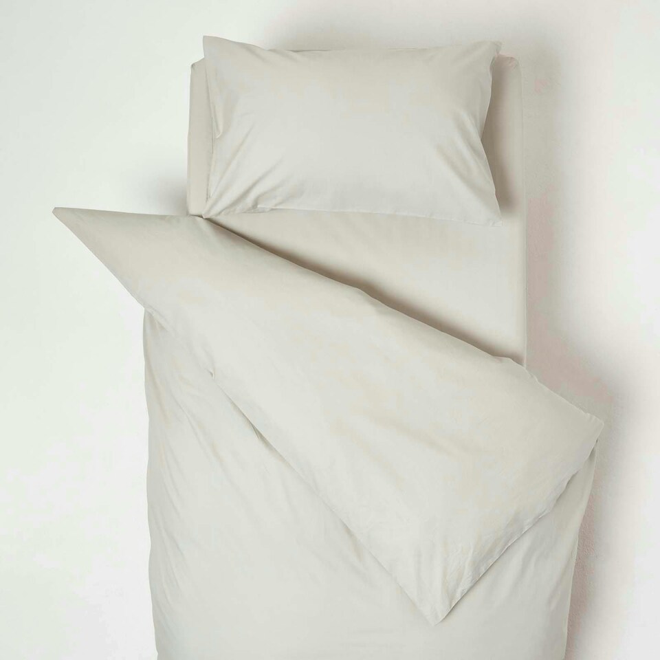 image 1 of Homescapes Grey Cotton Cot Bed Duvet Cover Set - 200 Thread Count