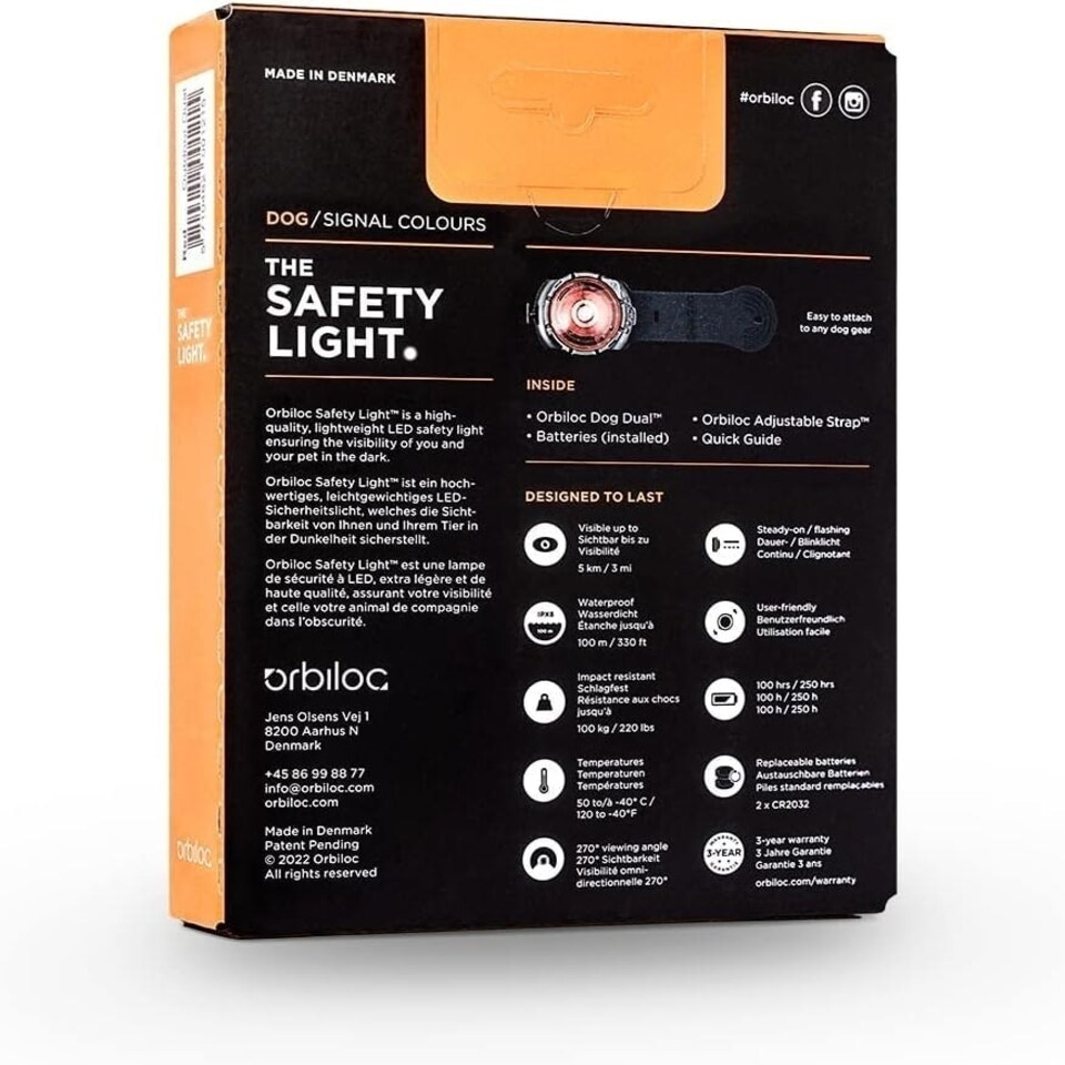 image 1 of Orbiloc Dual Flashing/Solid Safety LED Light for Dogs - Yellow - One Size
