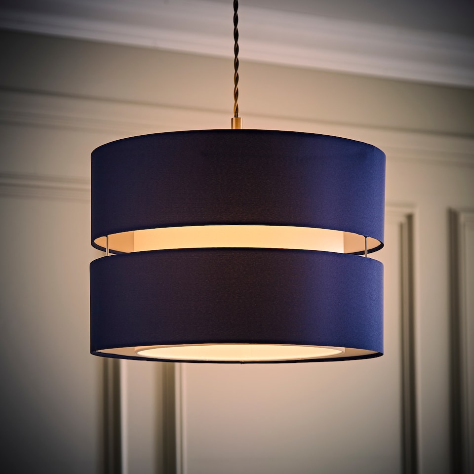 image 1 of ValueLights Sophia Large Navy 2 Tier Ceiling Light Shade and Bulb