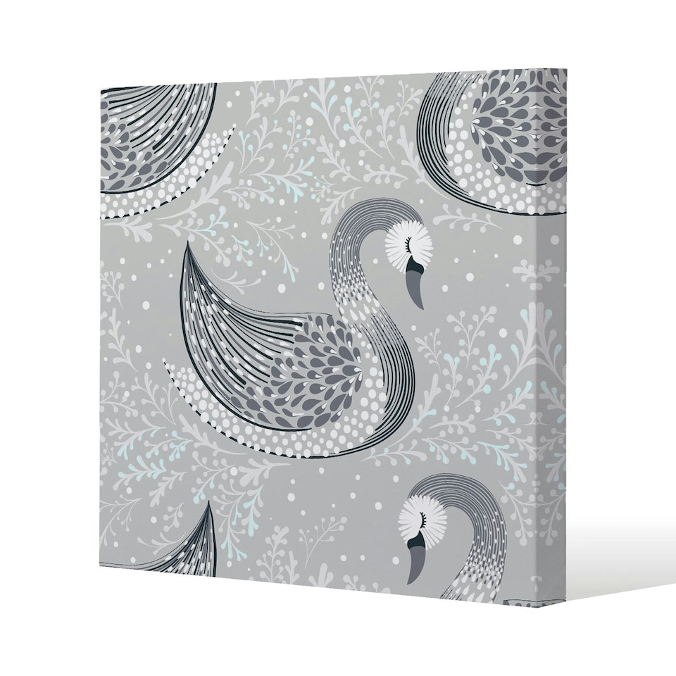 image 1 of Decorative swans (Canvas Print) 61 x 61 x 4cm