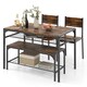 image 1 of COSTWAY 4-piece Dining Set Table with Chairs & Bench Brown Brown