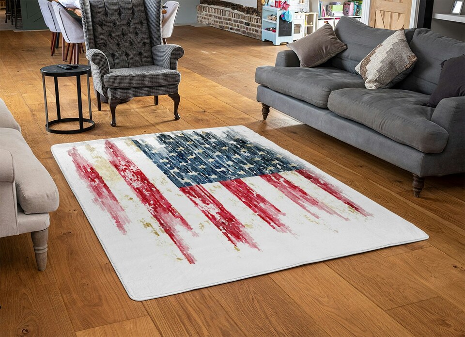 image 1 of American Grunge Flag (Rug) | Multi | S