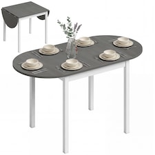 HOMCOM Foldable Dining Table, Solid Wood Drop Leaf Table, Grey