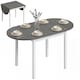 image 1 of HOMCOM Foldable Dining Table, Solid Wood Drop Leaf Table, Grey