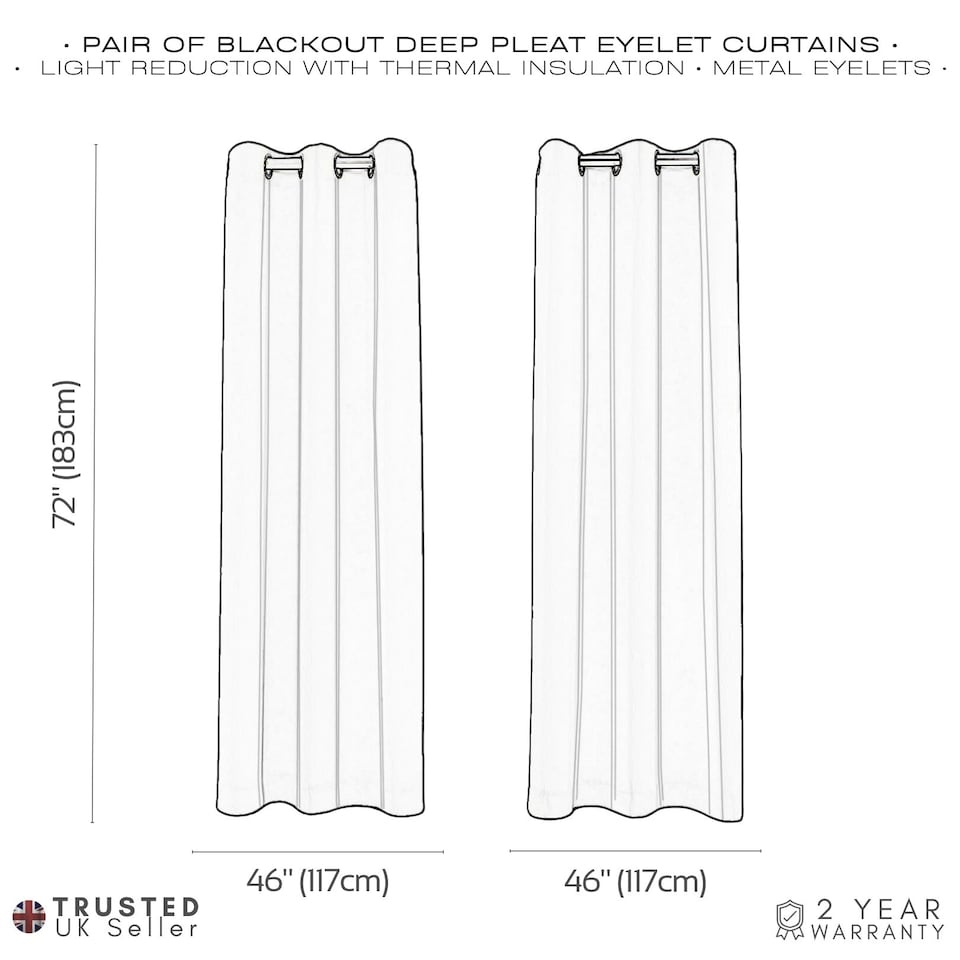 image 1 of Cream Eyelet Curtains - Thermal Blackout Curtains  - 46 x 72 Inch Drop - 2 Panel | Cream | One Size