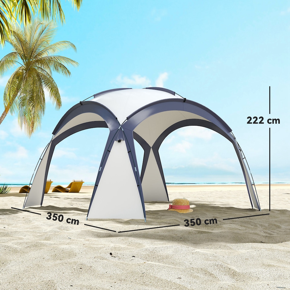 image 1 of Outsunny Outdoor Gazebo Event Dome Shelter Party Tent for Garden Cream and Blue