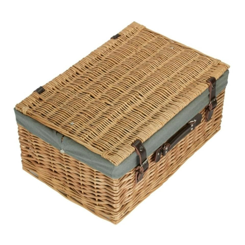 image 1 of 51cm Buff Wicker Picnic Basket with Lining Grey | Grey | One Size