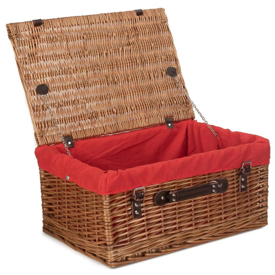 image 1 of 51cm Double Steamed Wicker Picnic Basket with Lining Grey | Grey | One Size