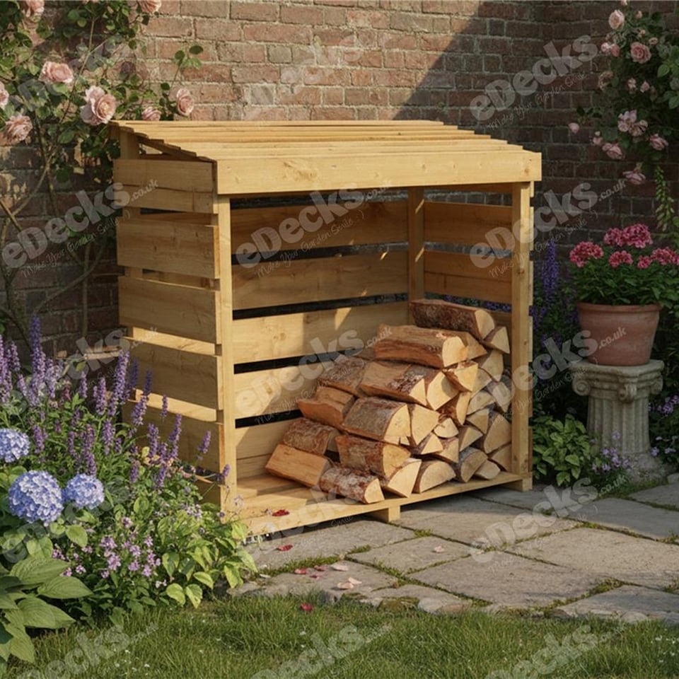 image 1 of eDecks Firewood Log Store for Garden, Pressure Treated Timber - 1200 x 600mm