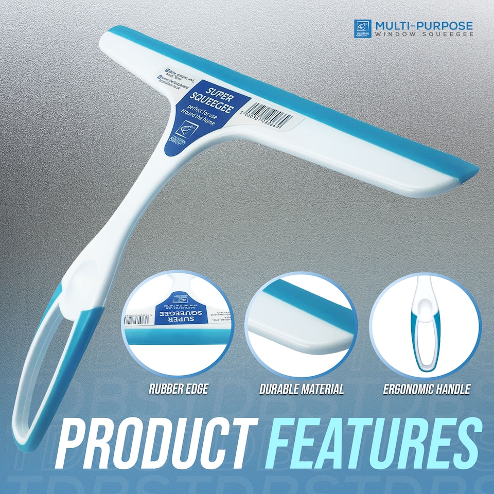 image 1 of Glass Cleaning Window Squeegee with Rubber Blade Easy Grip Handle