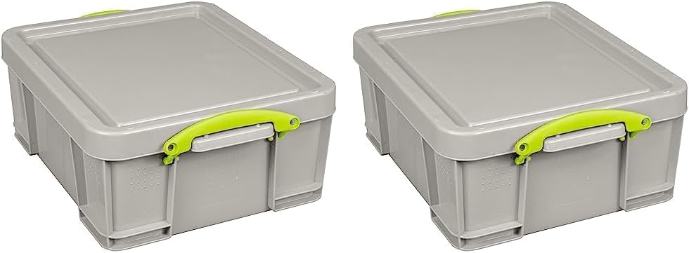 Really Useful Plastic Storage Box 18 Litre Dove Grey Pack of 2