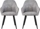 image 3 of Set of 2 Faux Suede Leather Dining Chairs with Arms Adrian Light Grey