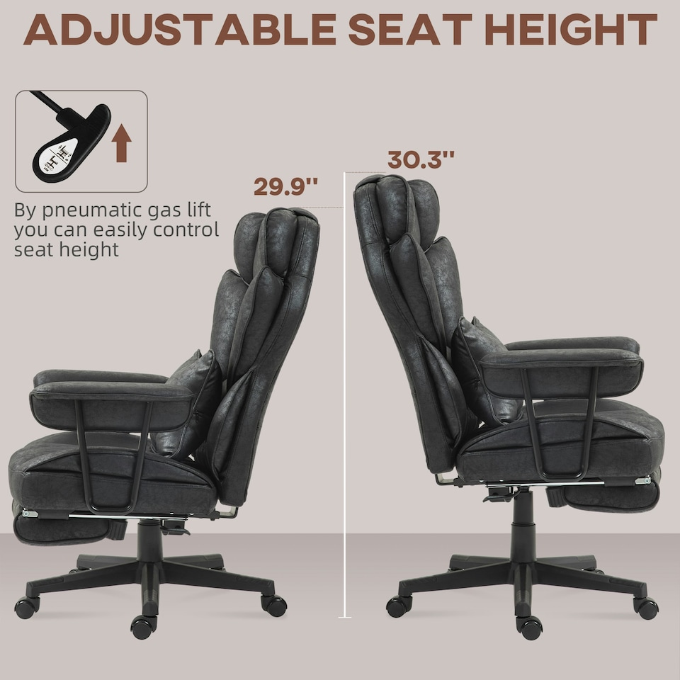 image 1 of HOMCOM Office Chair, Ergonomic Desk Chair with Foot Rest, Black Black
