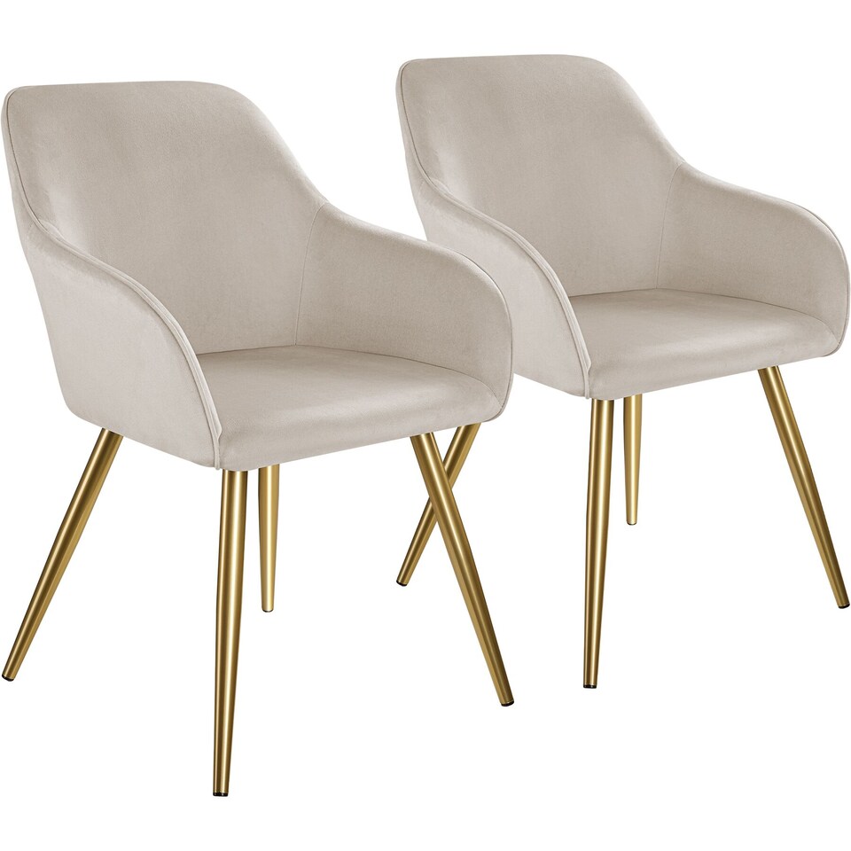image 1 of Chair Marilyn with Velvet Cover, Gold Steel Legs and Plush Padding | Grey | taupe/gold | One Size | 2