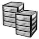 image 2 of Black A4 Desktop Bedside 4 Pull Out Storage Tower Units With Clear Drawers For Home Office Black