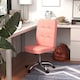 image 2 of Vinsetto Armless Office Chair, Faux Leather Desk Chair with Adjustable Height, Button Tufted, Pink