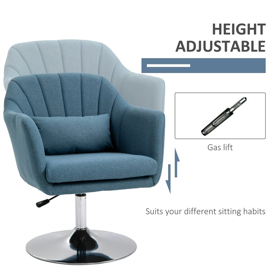 image 1 of HOMCOM Stylish Retro Linen Swivel Tub Chair Steel Frame Cushion Seat Blue
