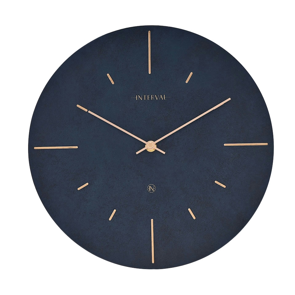 image 1 of Interval Resin Wall Clock 30cm - Navy & Gold Blue | Navy