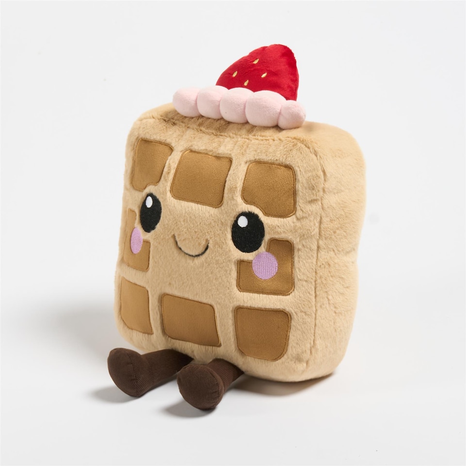image 1 of OHS Sweetie Pie Filled Novelty Scatter Cushion Soft Fleece Toy Pillow | Brown | Honey the Waffle