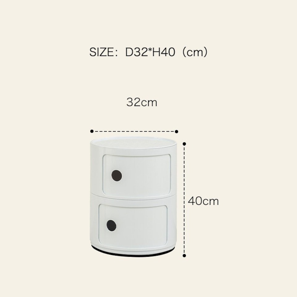 image 1 of Living and Home Cylindrical Multi-Tiered Plastic Storage Drawer Unit, White | White
