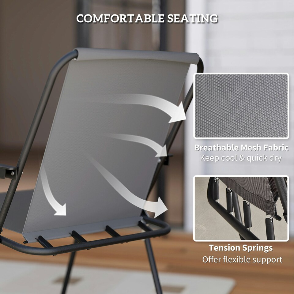 image 1 of Outsunny 6 Pieces Garden Furniture Set with Parasol, Folding Chairs, Cream