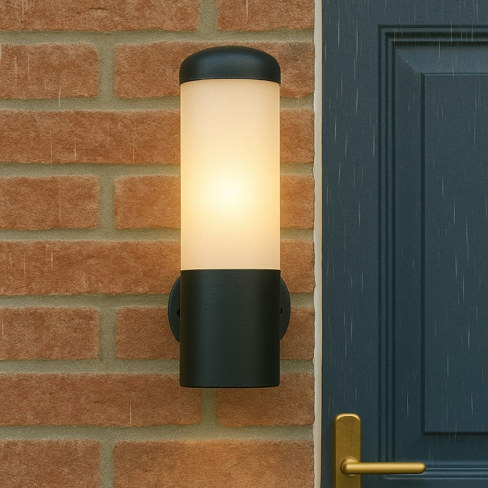 image 1 of CGC HUMERA Round Cylinder Black Outdoor Wall Light Black