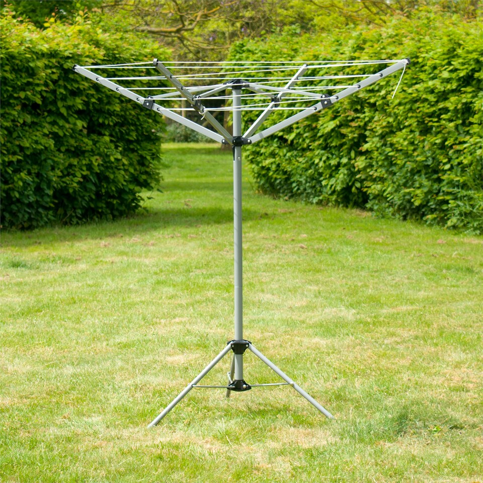 image 1 of KCT 4 Arm Portable Rotary Washing Line - 16m Drying Area Silver