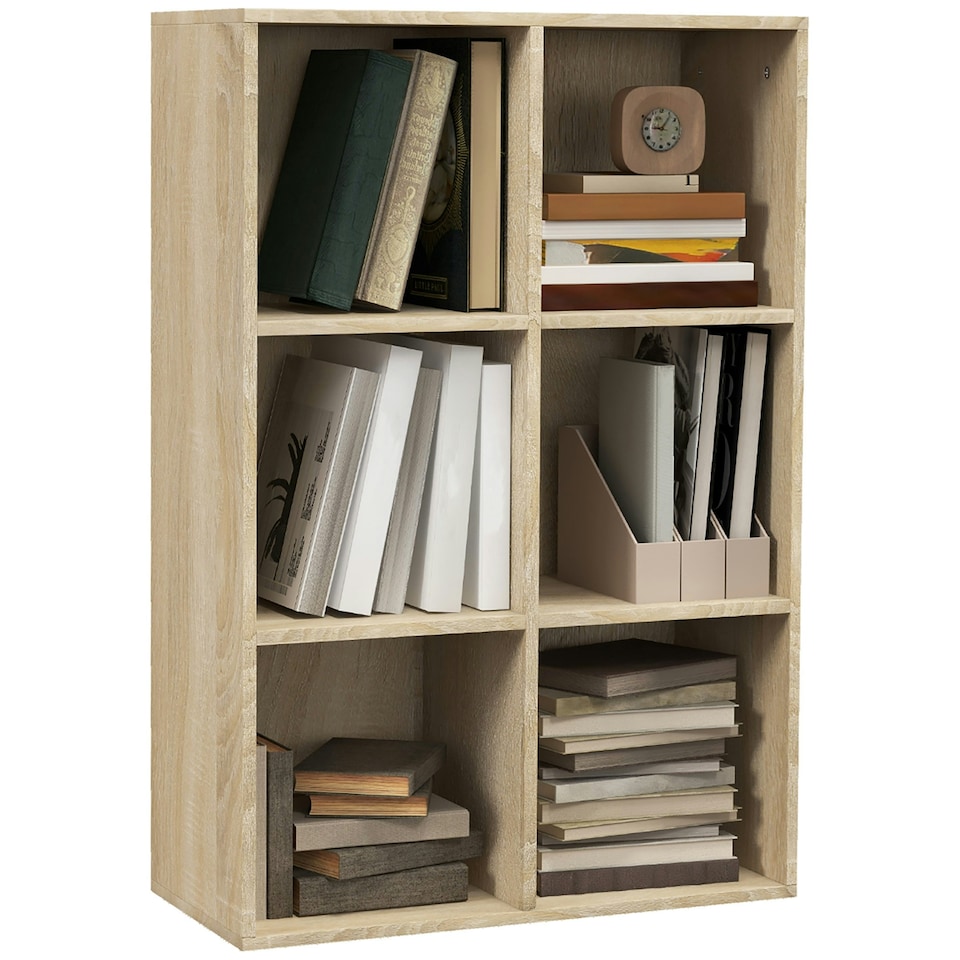 image 1 of HOMCOM Cubic Cabinet Bookcase Storage Shelves for Home Office, Oak