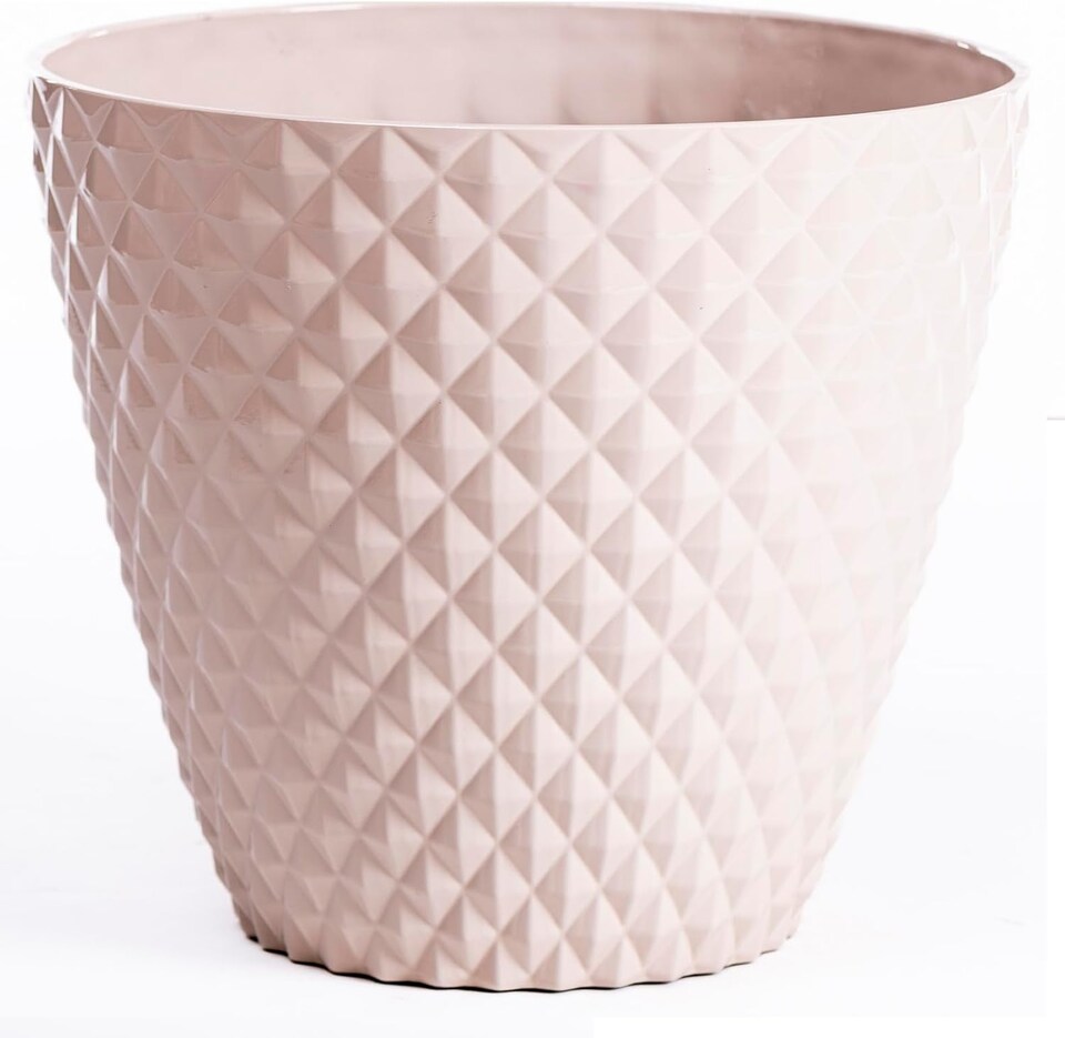 image 1 of Diamond Planter Stone Ivory (D39.5 x H35cm) | Pink | 1